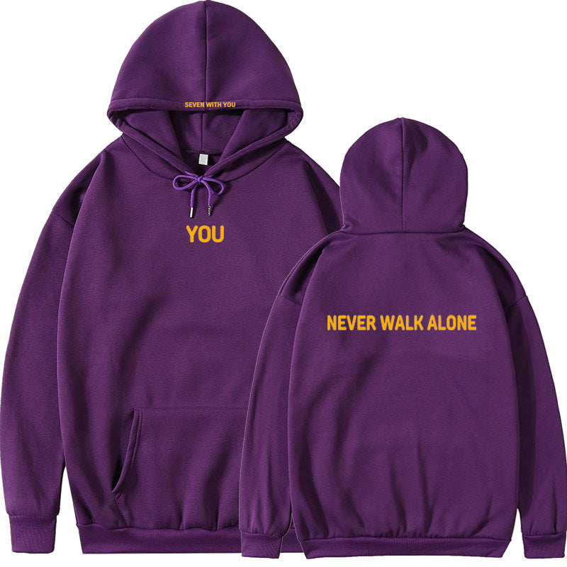 Dark Purple Hoodie Print Sweatshirt Jacket
