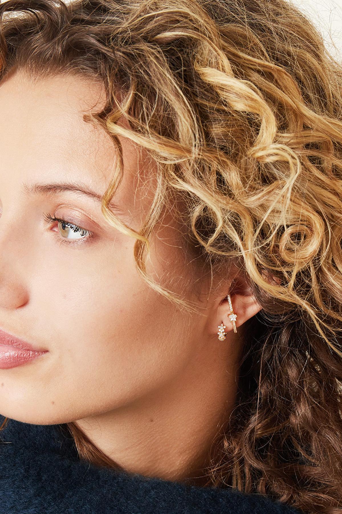 Star rhinestone hoop earrings - copper