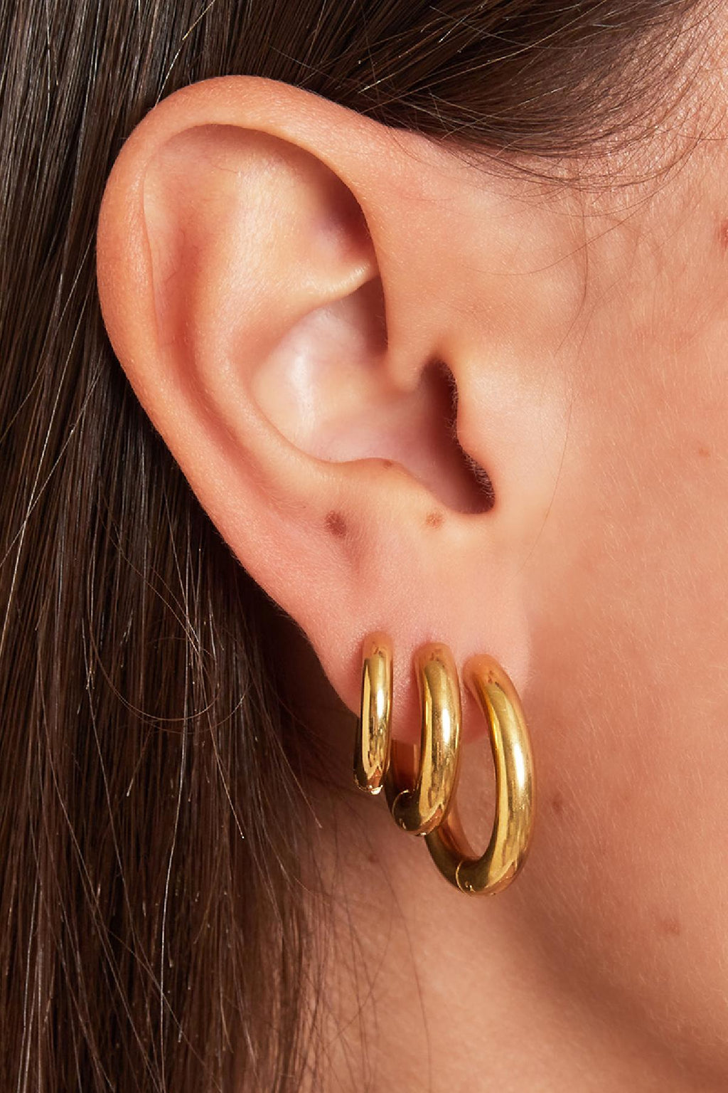 Basic creoles earrings - small Gold Color Stainless Steel