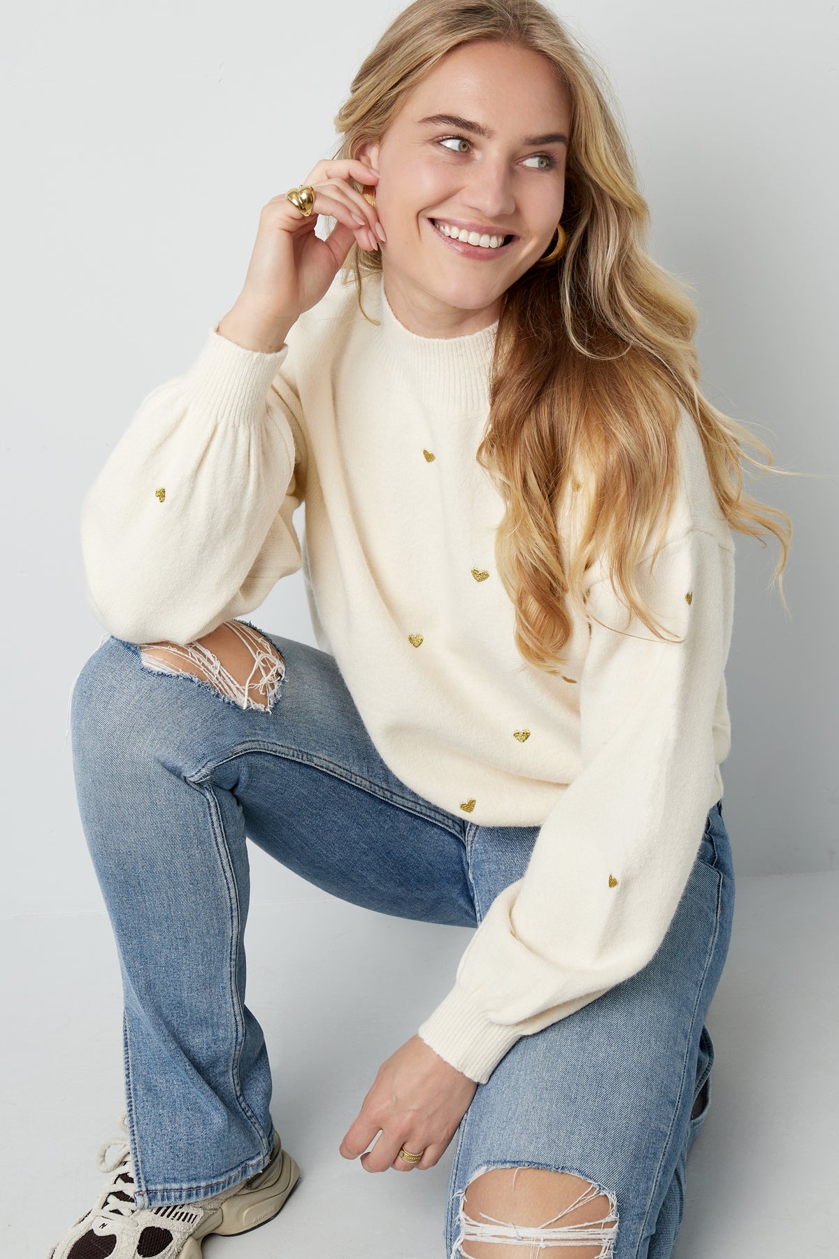 Acrylic Knit Sweater Casual Heart Pattern Fall/Winter