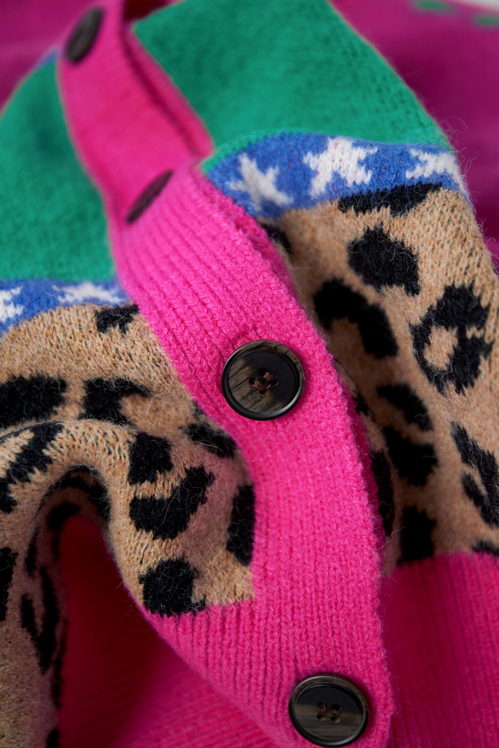 Knitted Wool Blend Women's Cardigan Oversized Patterned Design