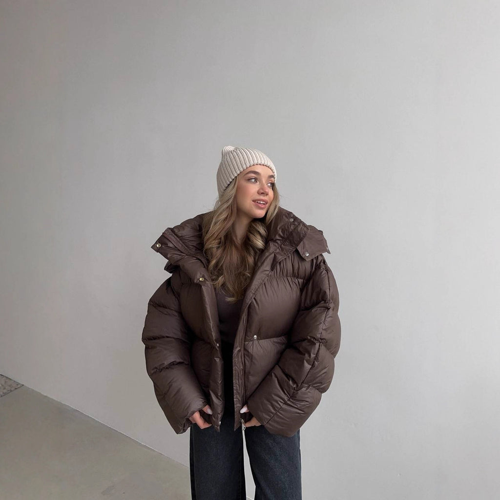 Casual Loose Slim-fit Hooded Mid-length Puffer Coat For Women