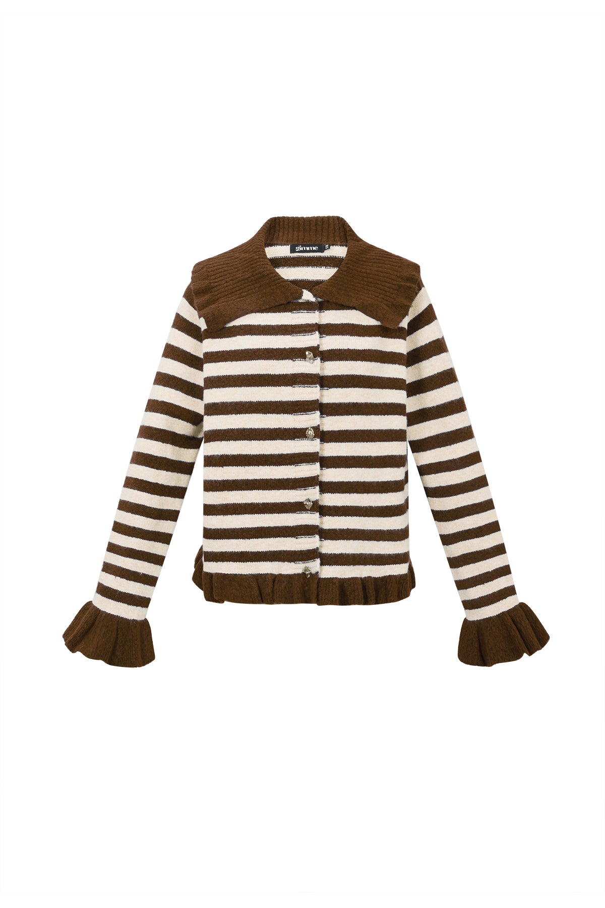 Knitted Polyester Fiber Women's Cardigan Casual Stripes