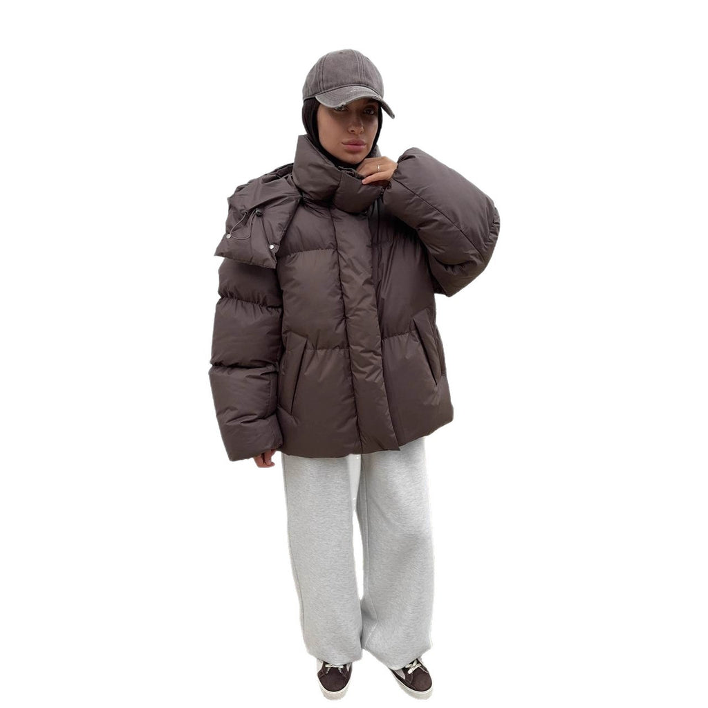 Casual Loose Slim-fit Hooded Mid-length Puffer Coat For Women