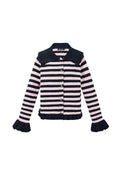 Knitted Polyester Fiber Women's Cardigan Casual Stripes