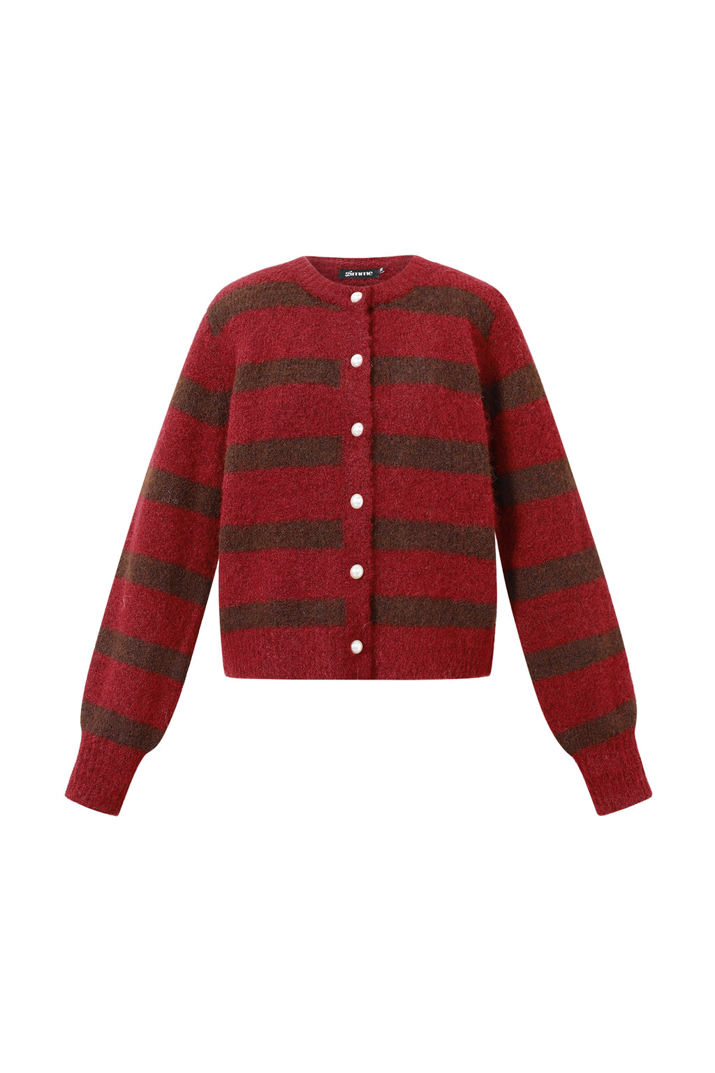 Knitted Polyester Fiber Women's Cardigan Casual Stripes