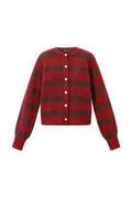 Knitted Polyester Fiber Women's Cardigan Casual Stripes