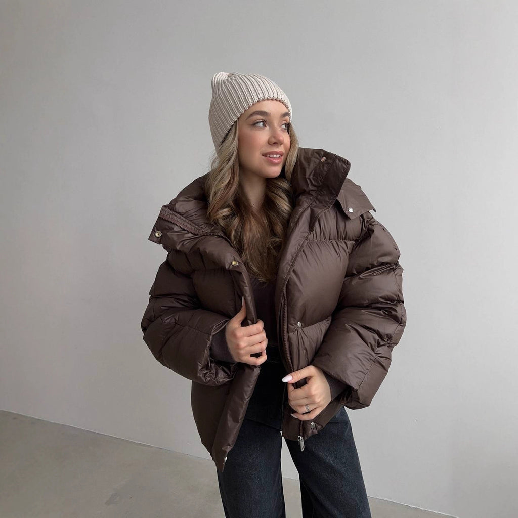 Casual Loose Slim-fit Hooded Mid-length Puffer Coat For Women